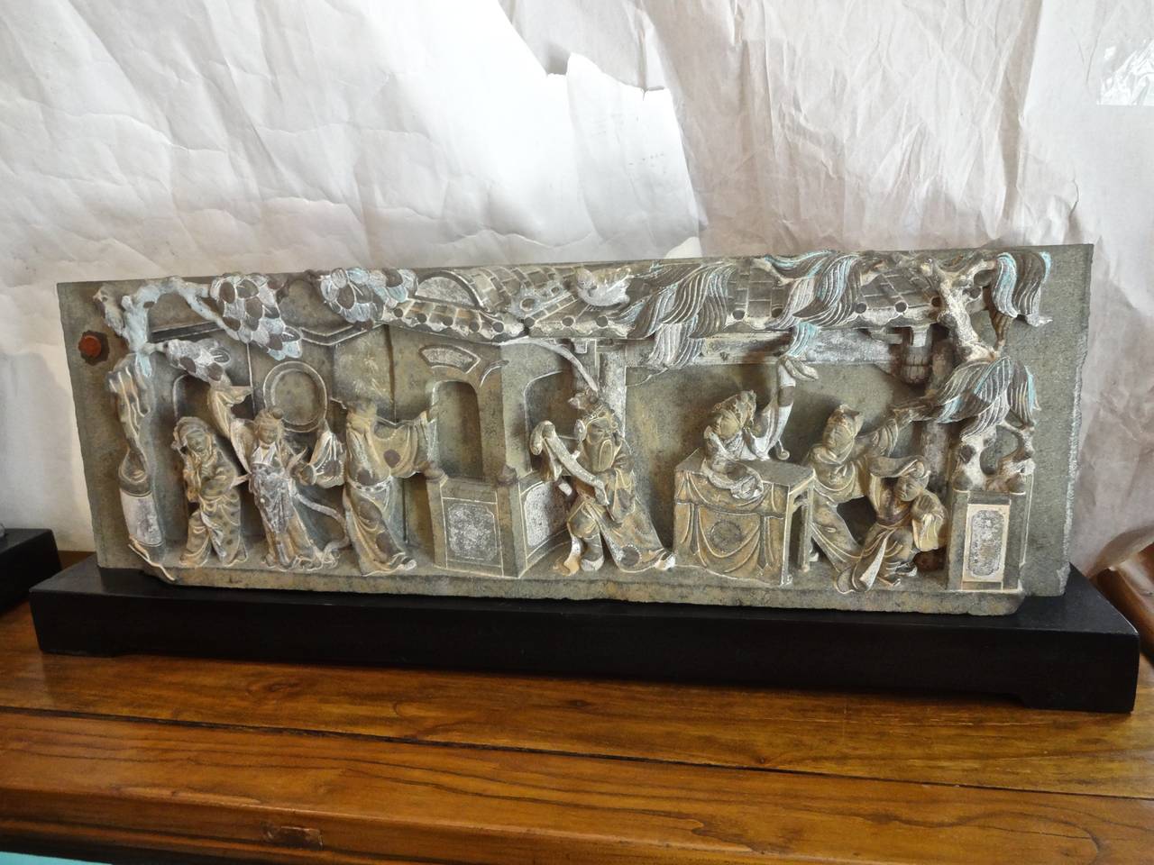 Pair of Ming Dynasty Carved Stone Relief Panels