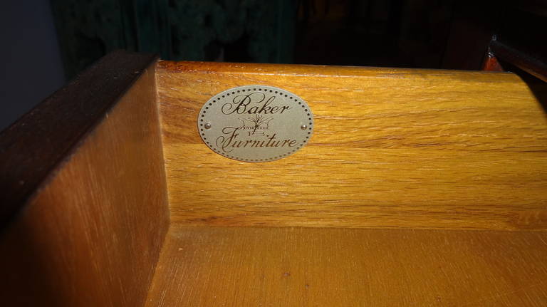 20th Century Baker Mahogany Four-Drawer Desk with Queen Anne Legs