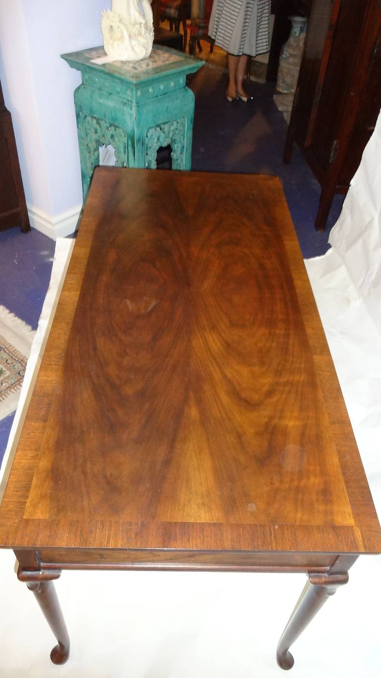 American Baker Mahogany Four-Drawer Desk with Queen Anne Legs