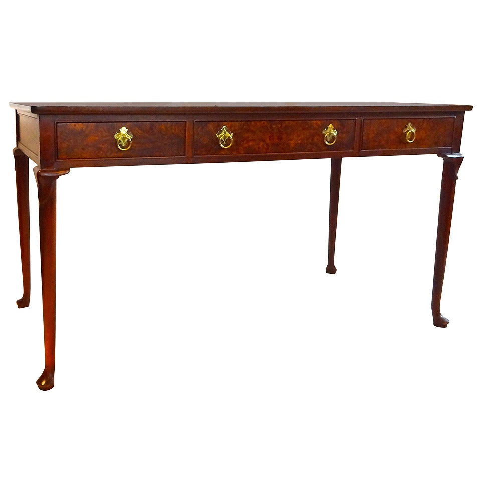 Baker Mahogany Four-Drawer Desk with Queen Anne Legs