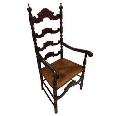 Antique Wiliiam & Maryl Ladderback Armchair
