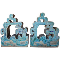 Pair of Ex-large DECO Chinese Dragon Roof Tiles