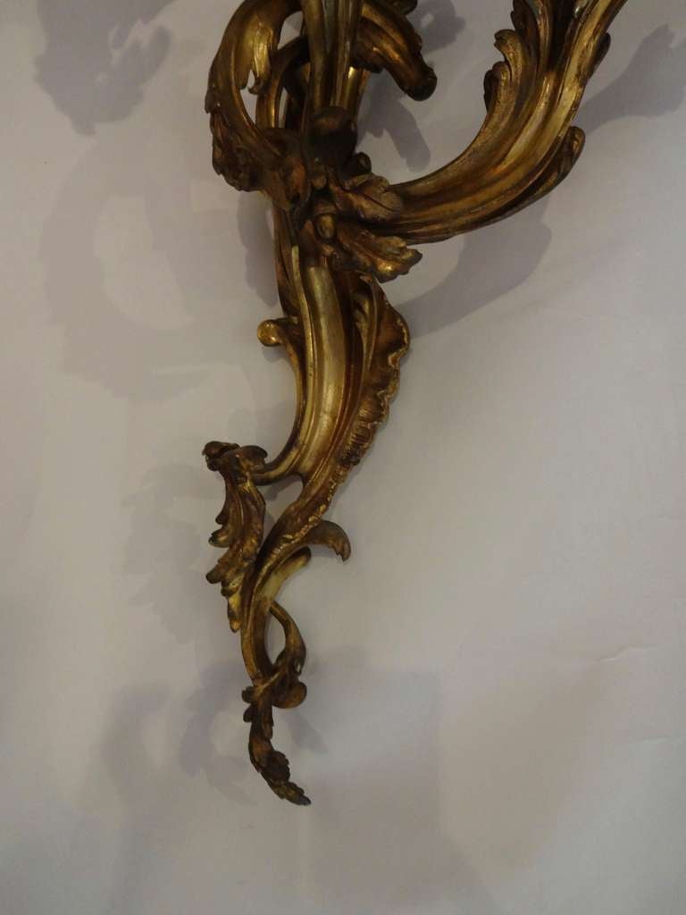 Pair of French Bronze Wall Sconces In Excellent Condition In Sarasota, FL