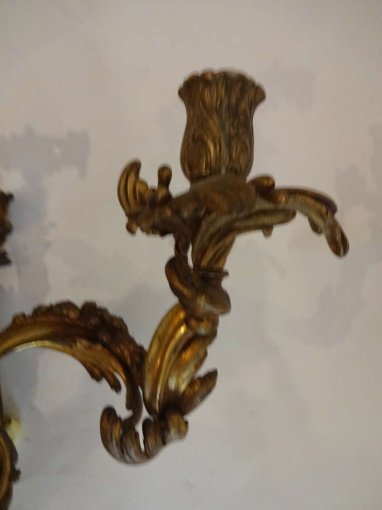 Pair of French Bronze Wall Sconces 3