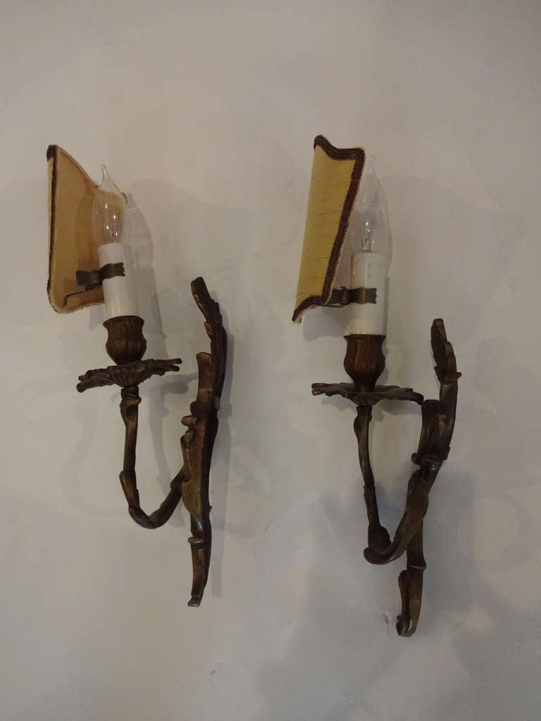 Pair of Bronze Library Sconces In Excellent Condition In Sarasota, FL