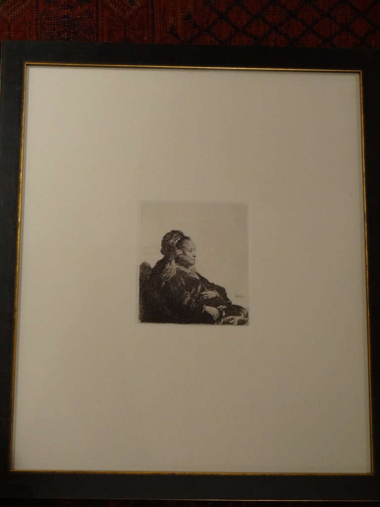 "Mother" by Rembrandt van Rijn Etching From the Tiffany Book
