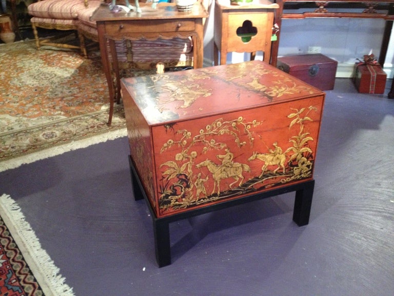 Chinese Red Lacquered Trunk with Stand 2