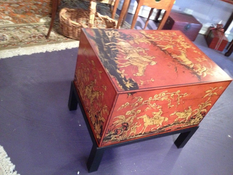 Chinese Red Lacquered Trunk with Stand 3