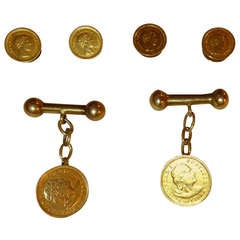 Antique Solid Gold Coin Cufflinks and Studs