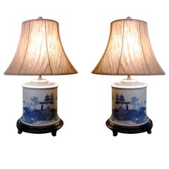 Pair of Blue 
White Chinese LAMPS