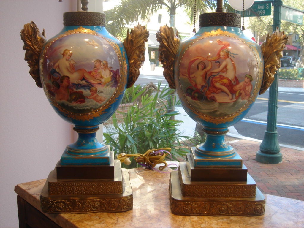 Pair of French Samson Sevres Style Lamps  In Excellent Condition In Sarasota, FL