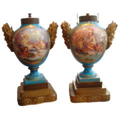 Antique Pair of French Samson Sevres Style Lamps 