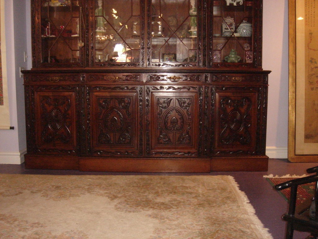 English Chippendale Revival Breakfront/bookcase 4
