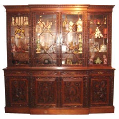 English Chippendale Revival Breakfront/bookcase