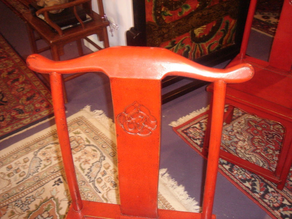 Pair of Chinese Red Lacquered Chairs 3