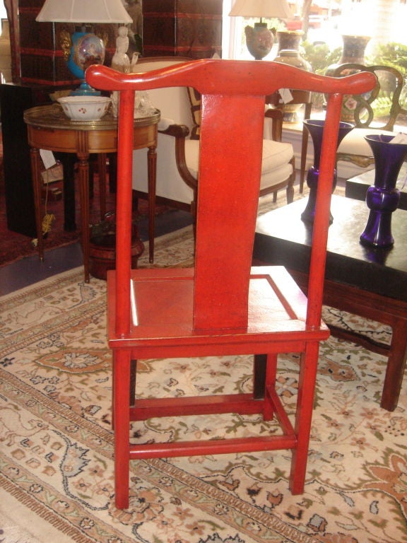 Pair of Chinese Red Lacquered Chairs 4