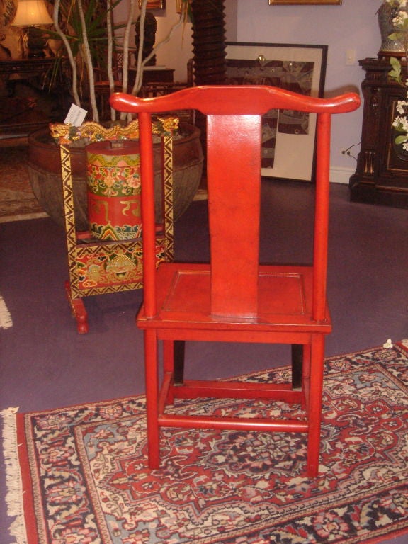 Pair of Chinese Red Lacquered Chairs 5