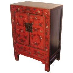 Small Red Lacquered Chinese Cabinet