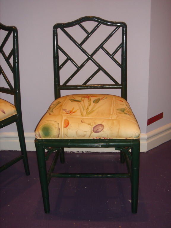 Mid-20th Century Faux Bamboo botanical print Desk Side Chair