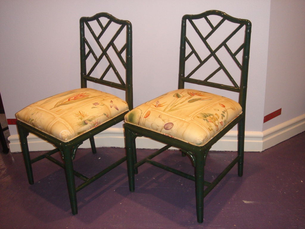 Faux Bamboo botanical print Desk Side Chair 1