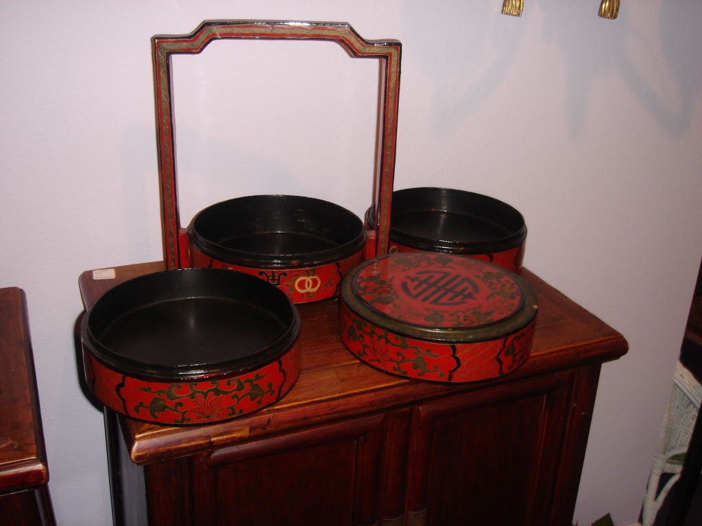 20th Century Chinese Lacquered Food Container Box