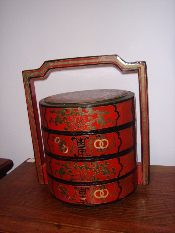 Chinese Lacquered Food Container Box 1