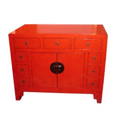 Chinese Red Lacquer Commode/Cabinet