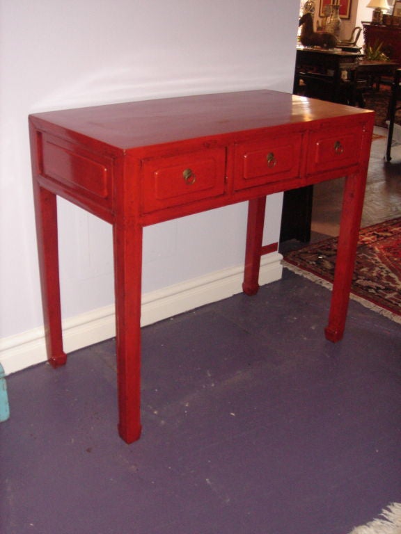19th Century Chinese Red Lacquer Desk