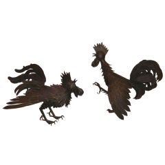 Pair of Iron Roosters