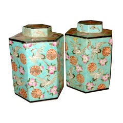 Pair Chinese Octagon Tea Container