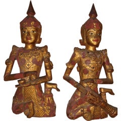Pair of Large Musicians Wall Sculptures