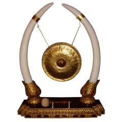 Antique Ivory Gong On Stand
