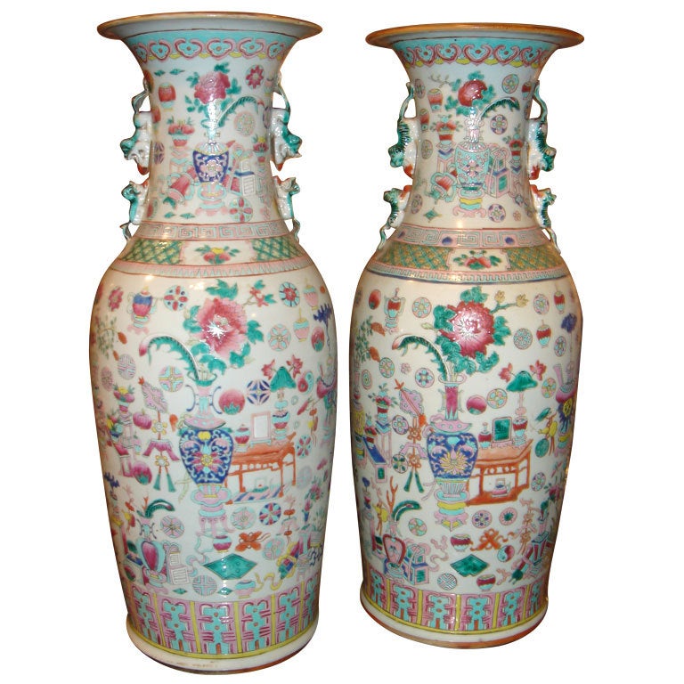 Pair Of Tung Chin Palace Vases