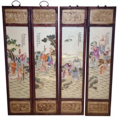 Antique Set of 4 Chinese WALL  PANELS SCREENS