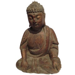 Small Chinese Wooden Sitting Buddha