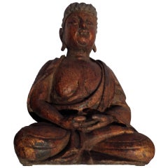 Small Chinese Wooden Sitting Buddha
