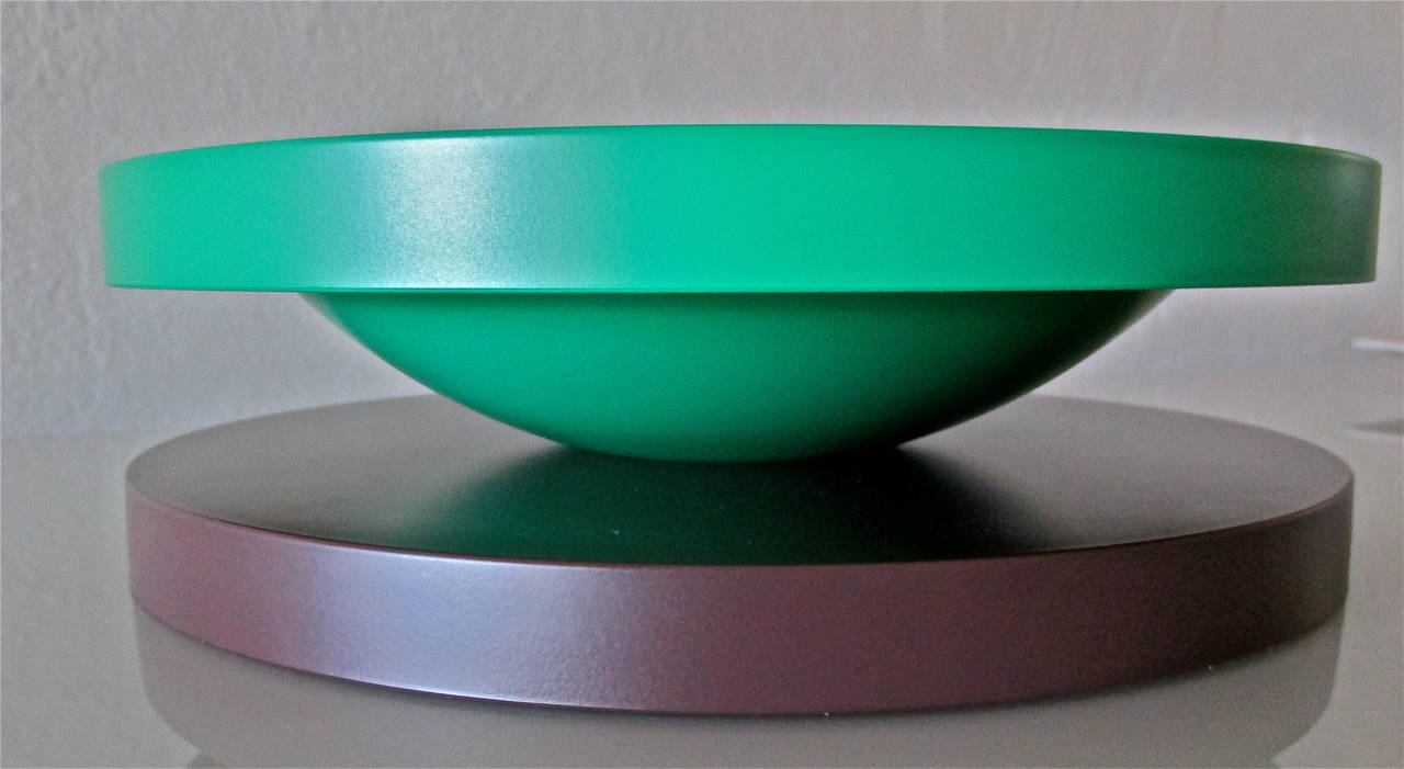 Compote-Basilico big bowl, emerald green, chocolate brown by Ettore Sottsass.