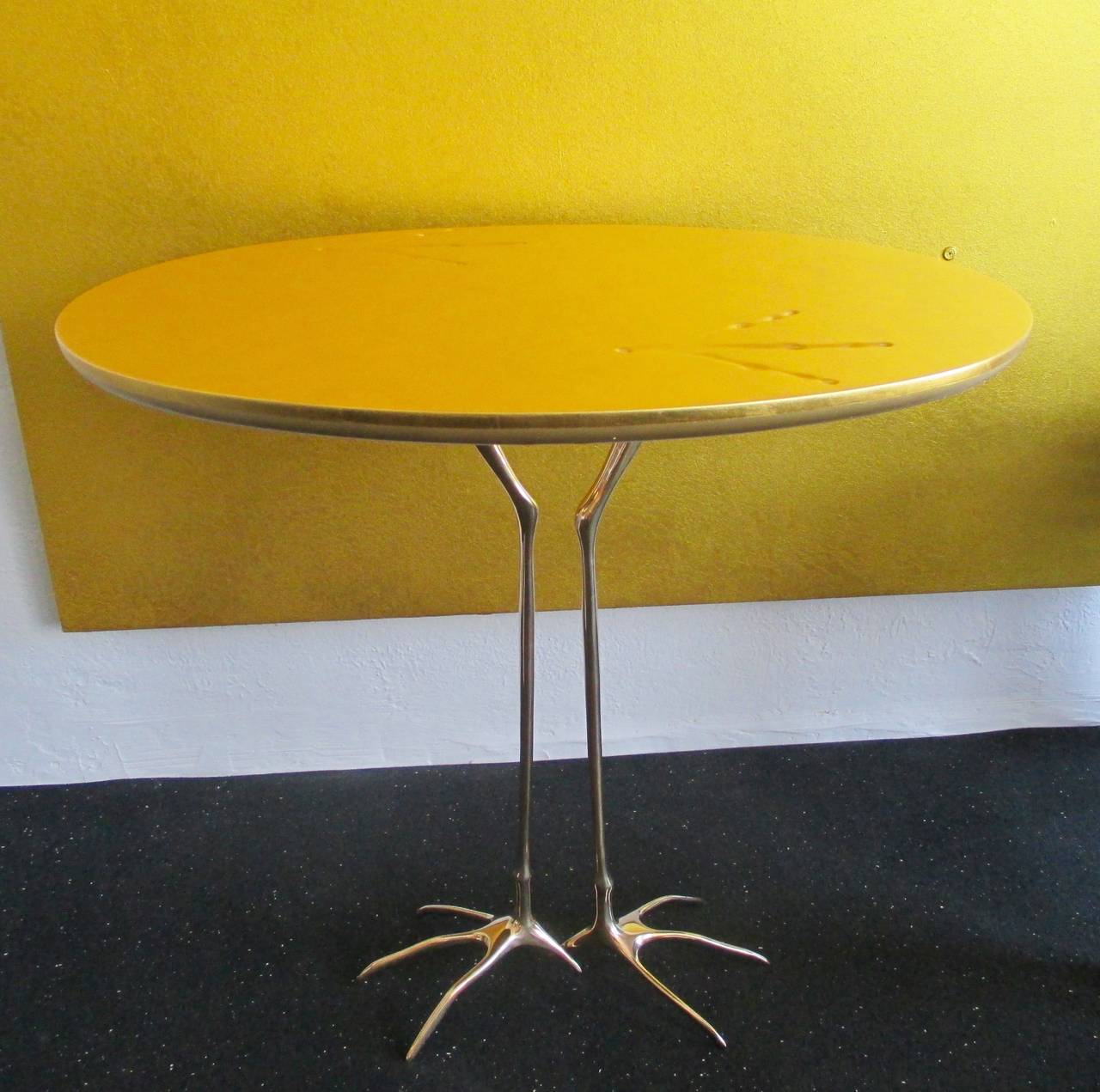SMALL TABLE GOLD LEAFED W/BRASS LEGS  by Meret Oppenheim In Excellent Condition In West Palm Beach, FL