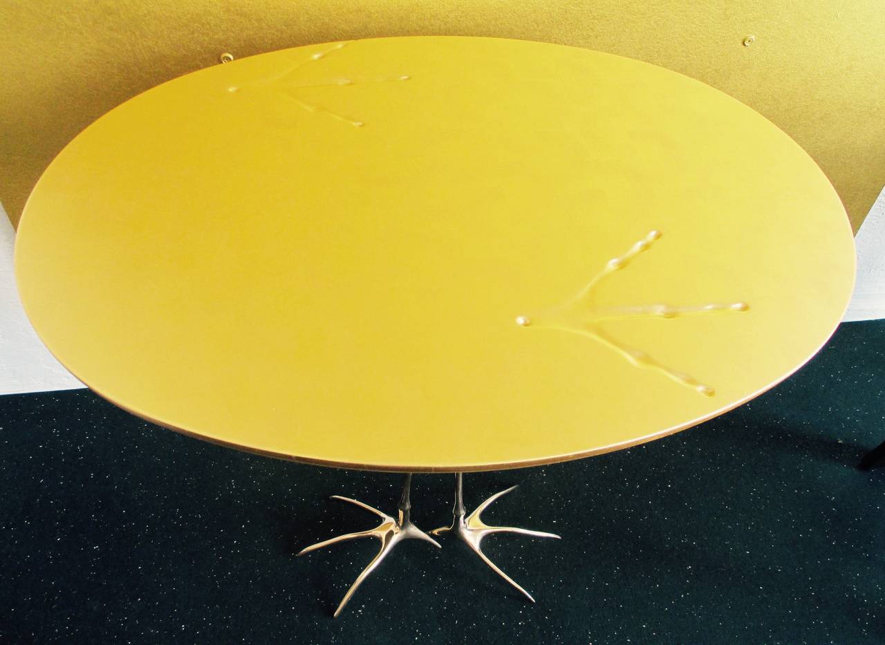 Contemporary SMALL TABLE GOLD LEAFED W/BRASS LEGS  by Meret Oppenheim