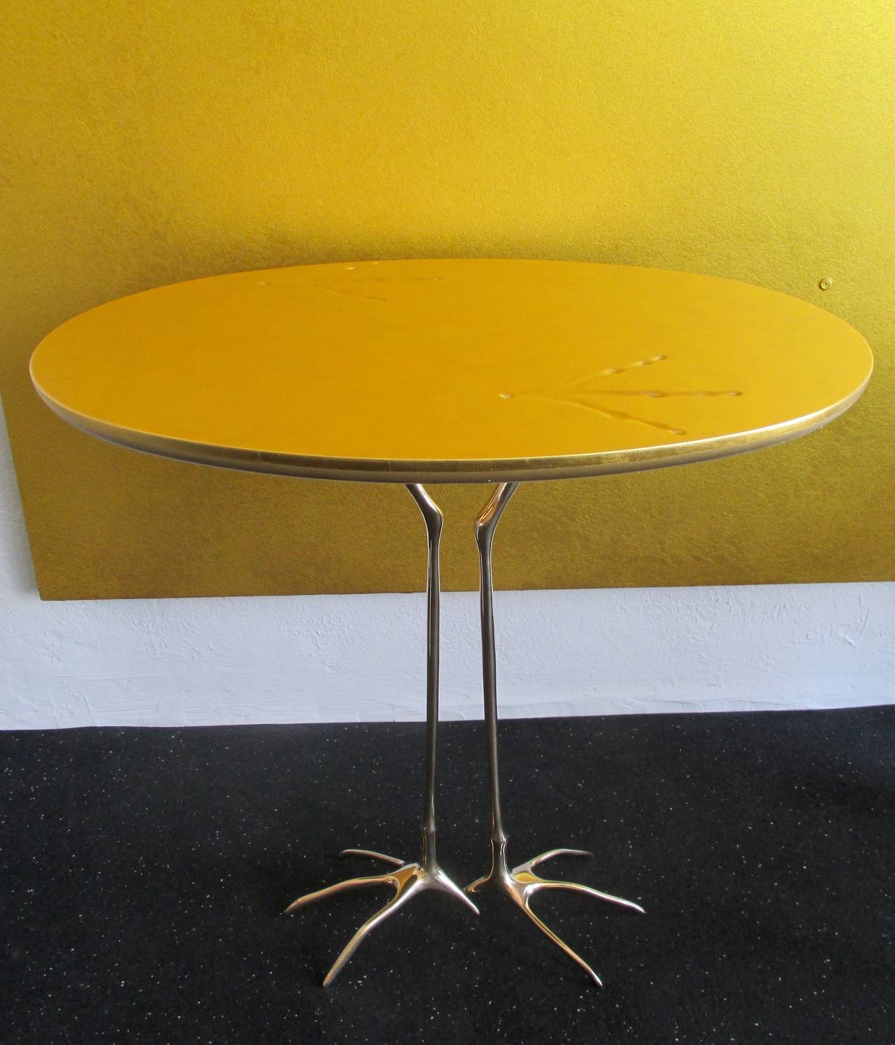 Modern SMALL TABLE GOLD LEAFED W/BRASS LEGS  by Meret Oppenheim