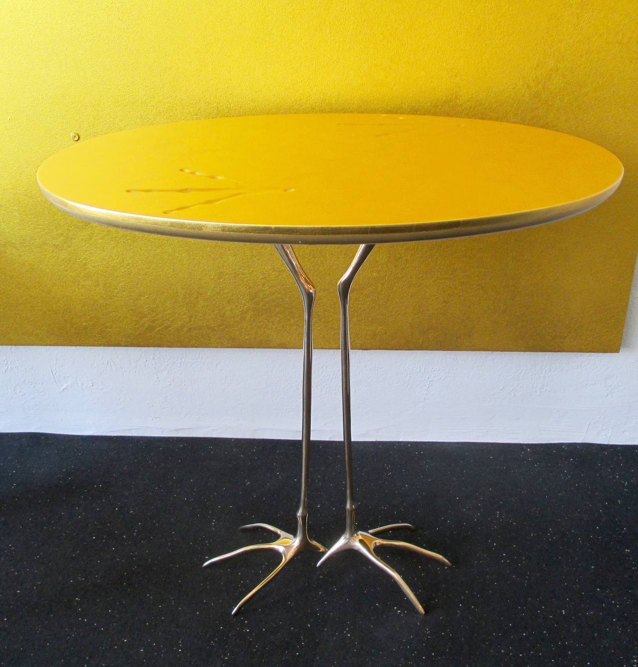Italian SMALL TABLE GOLD LEAFED W/BRASS LEGS  by Meret Oppenheim