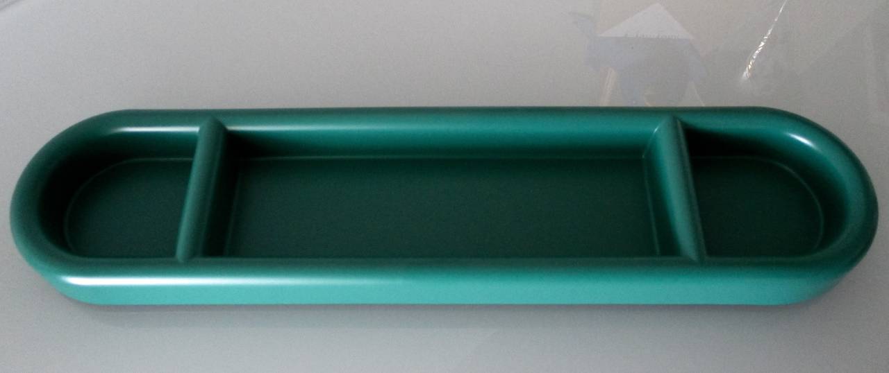 Desk tray called silence big green, 1999 designed by Ettore Sottsass.