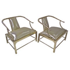 A MASTERFUL PR. OF BRASS ARM CHAIRS by MAISON JANSEN A MASTERFUL PR. OF BRASS ARM CHAIRS by MAISON JANSEN