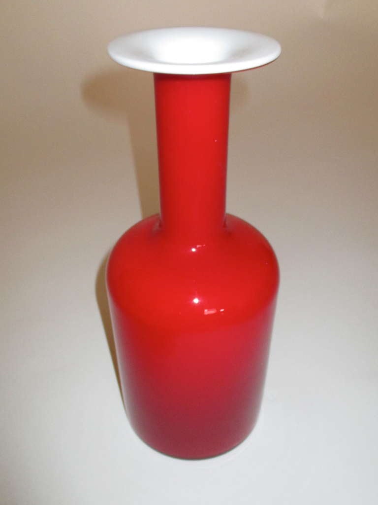 Red cased glass (Danish) vase by Otto Brauer.