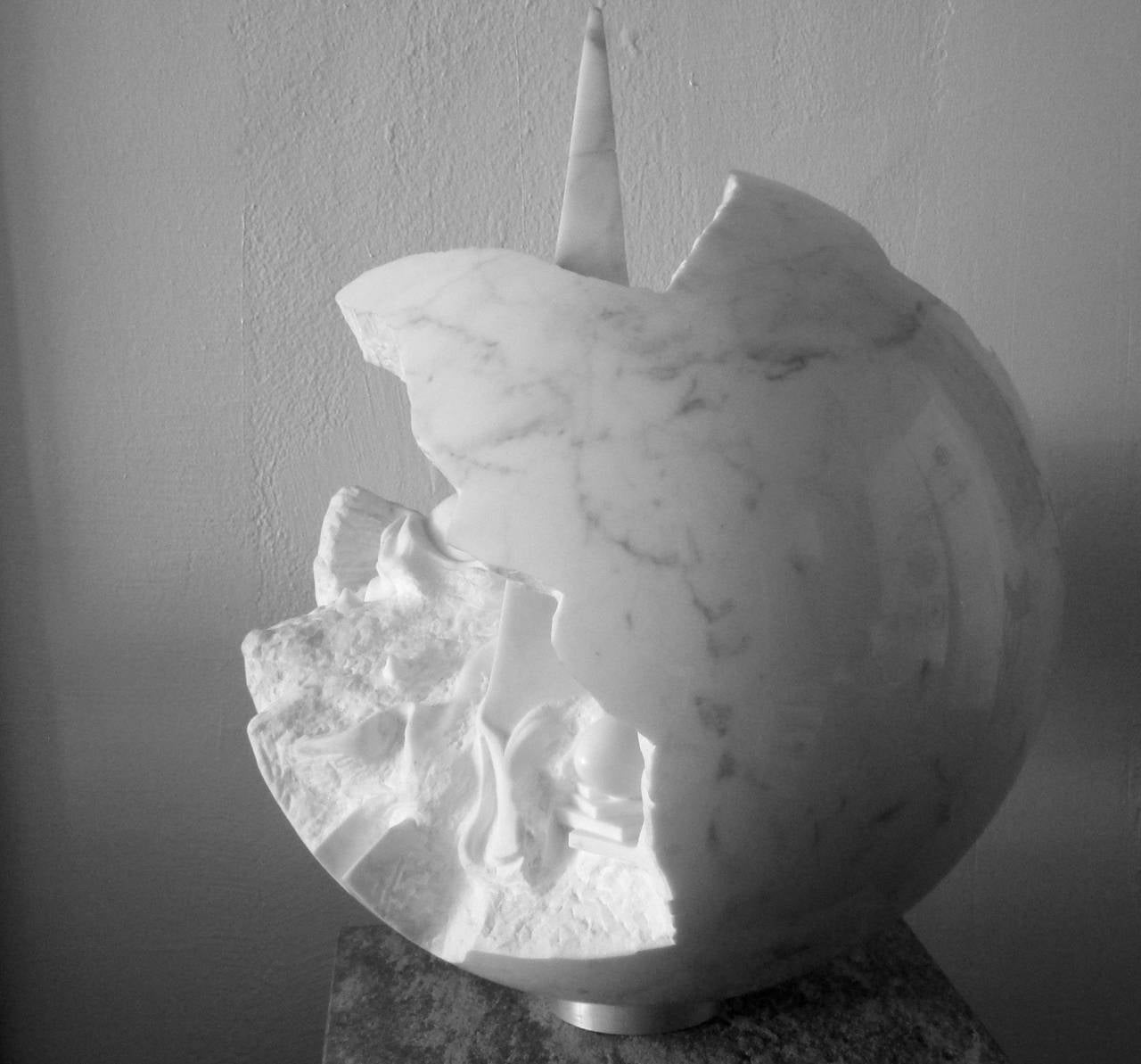 Danish White Carrara Marble Sculpture by Jens Flemming Sorensen For Sale