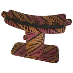 Handstitched and Covered Batik Print African Stool