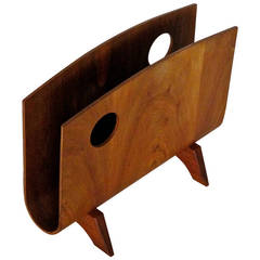 Vintage Wooden Magazine Holder by Walter Dippens