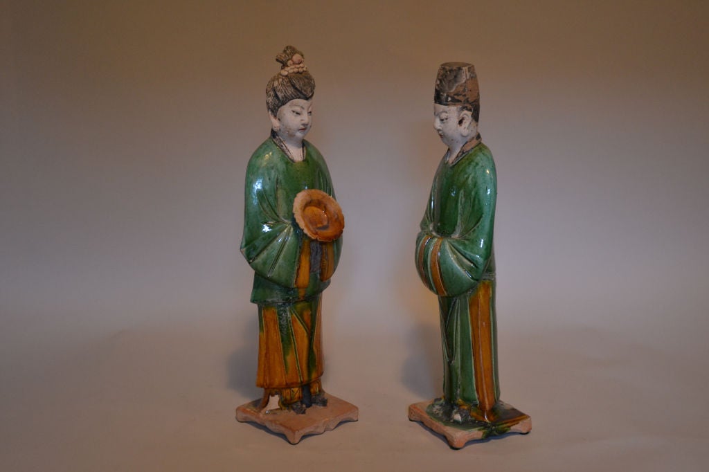 Excellent Sancai Glazed Ming Attendants