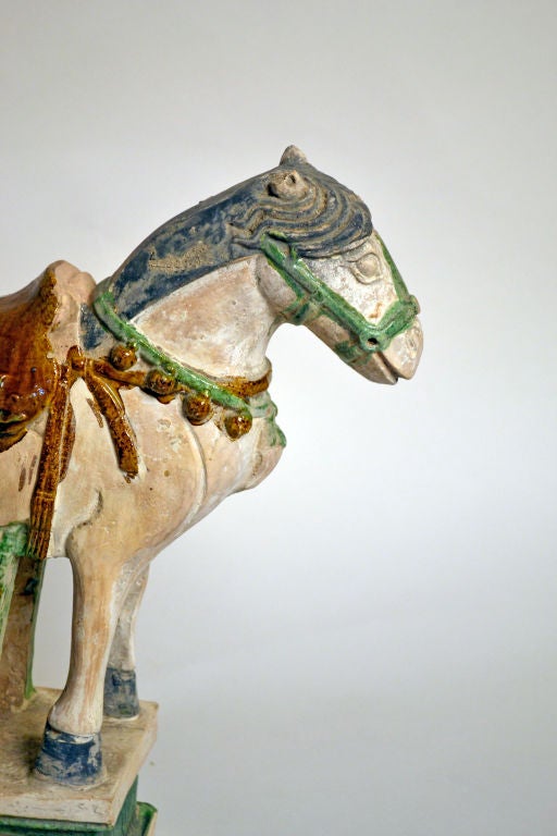 Pottery Ming Dynasty Horse on Plinth For Sale