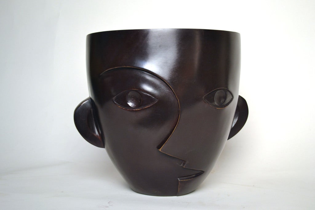 Bronze Face Planter Vase